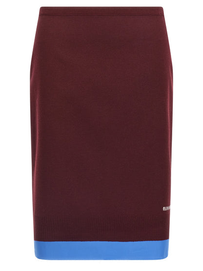 Bordeaux Virgin Wool Midi Skirt