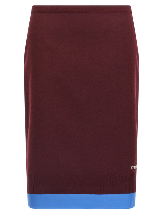Bordeaux Virgin Wool Midi Skirt