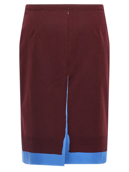 Bordeaux Virgin Wool Midi Skirt