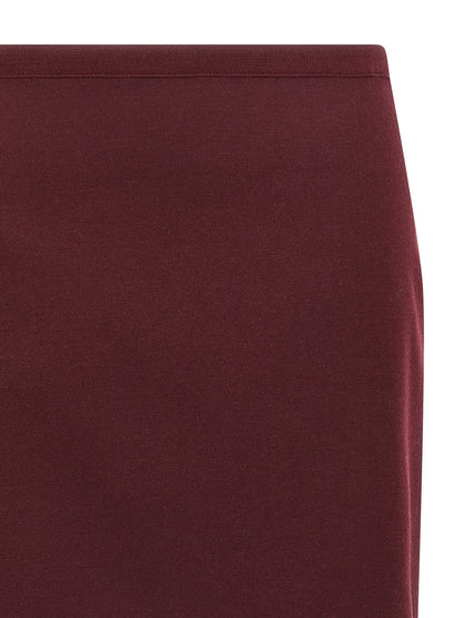 Bordeaux Virgin Wool Midi Skirt