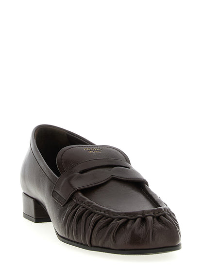 Brown Buffalo Leather Slip-On Loafers