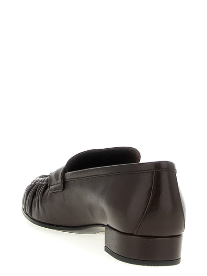 Brown Buffalo Leather Slip-On Loafers