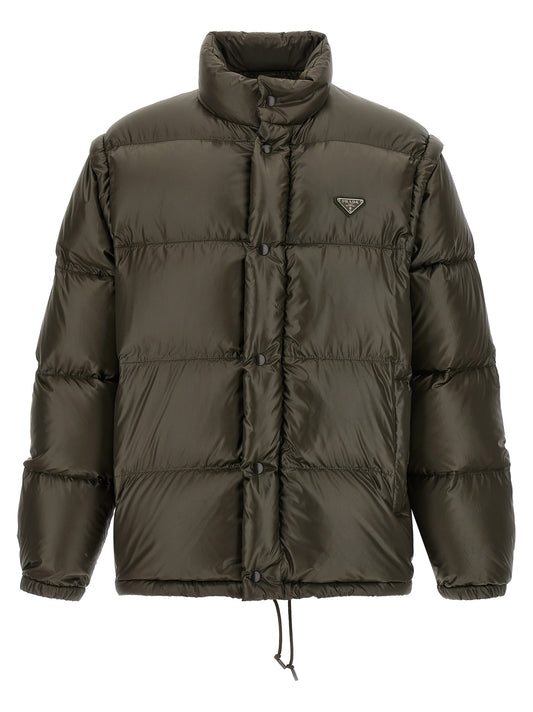 Gray Recycled Polyamide Full-Length Jacket