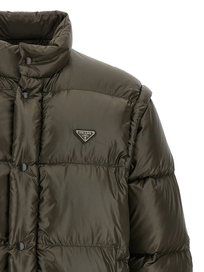 Gray Recycled Polyamide Full-Length Jacket