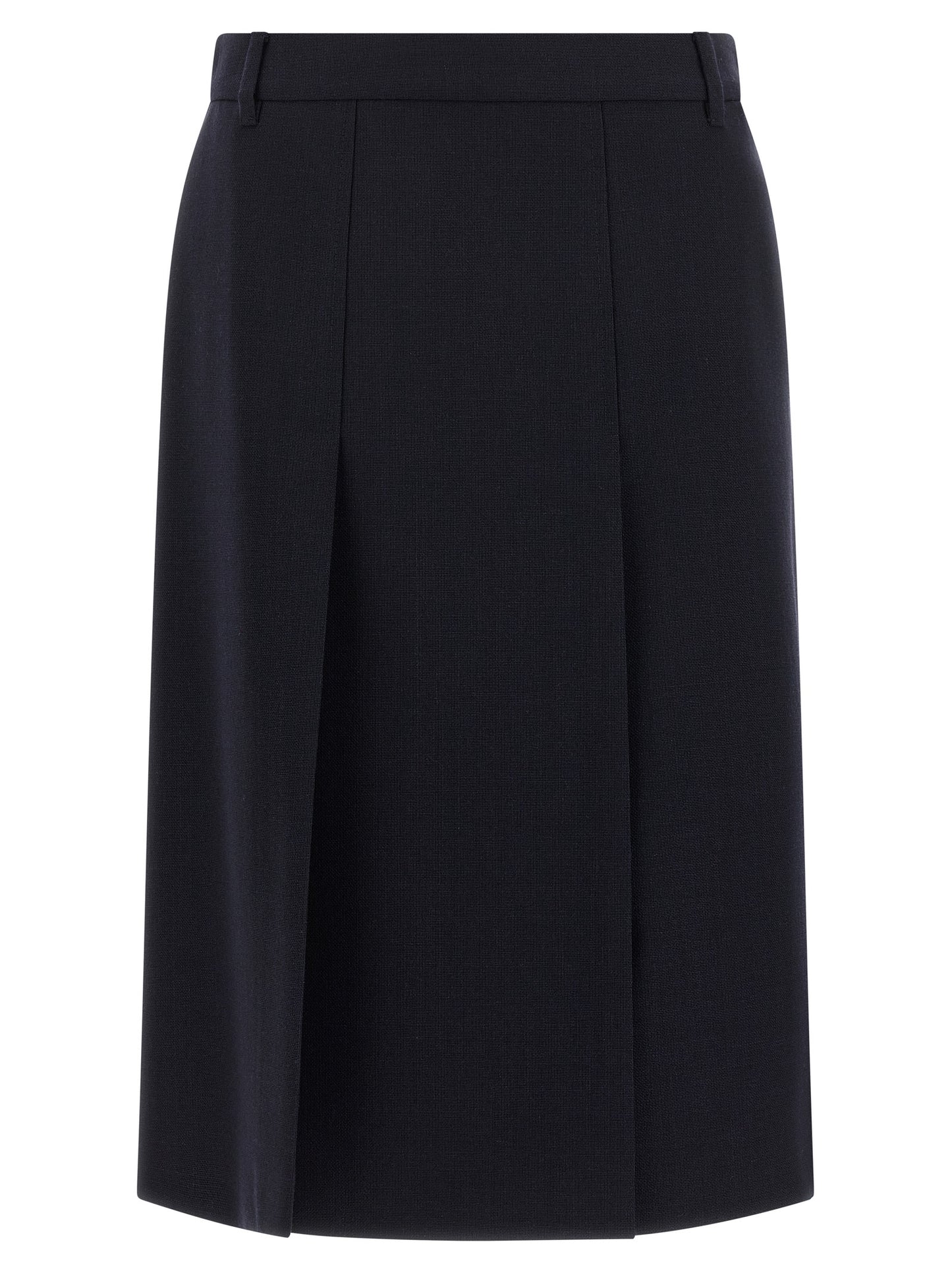 Blue Virgin Wool Midi Skirt