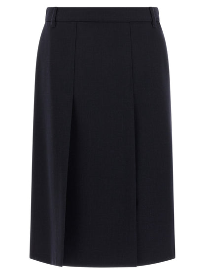Blue Virgin Wool Midi Skirt