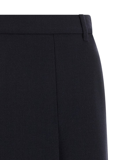 Blue Virgin Wool Midi Skirt