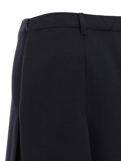 Blue Virgin Wool Midi Skirt
