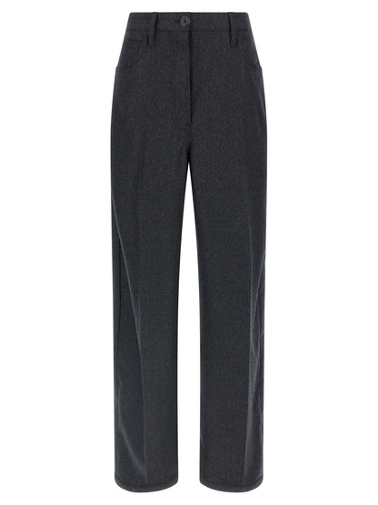 Gray Virgin Wool Casual Pants