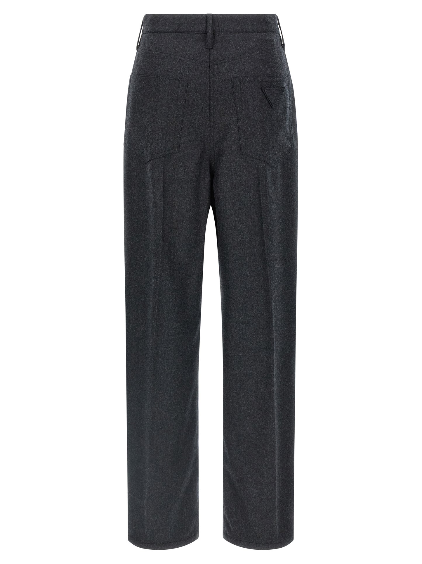 Gray Virgin Wool Casual Pants