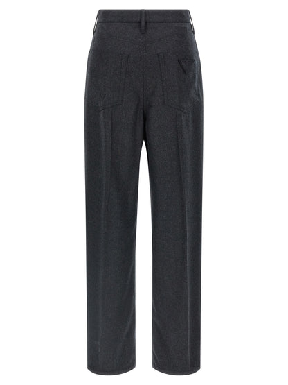 Gray Virgin Wool Casual Pants