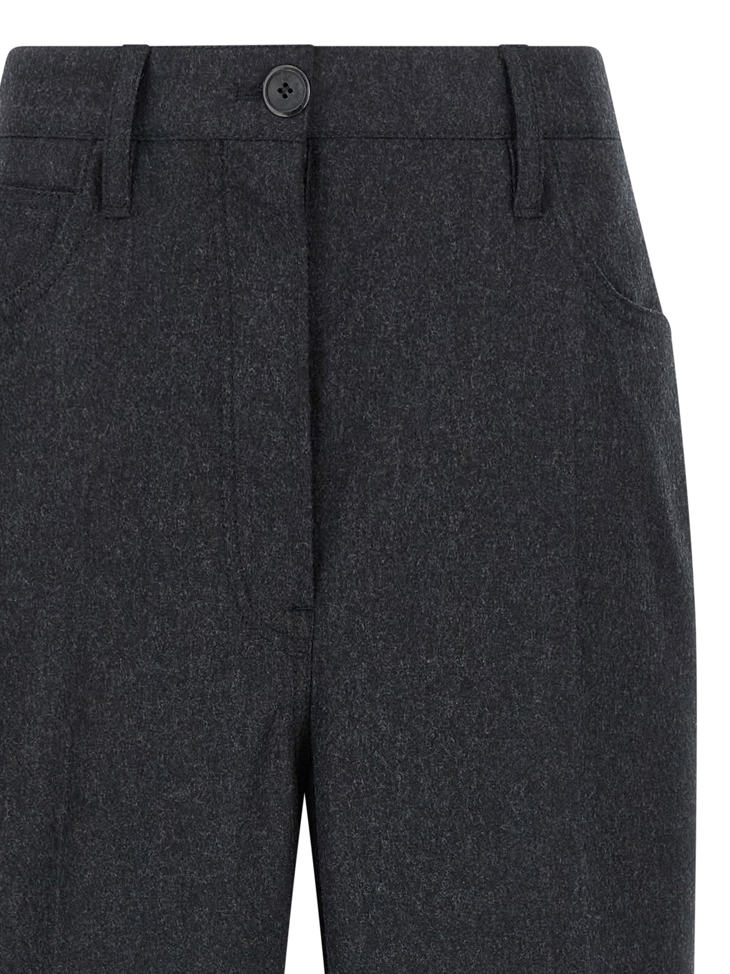Gray Virgin Wool Casual Pants