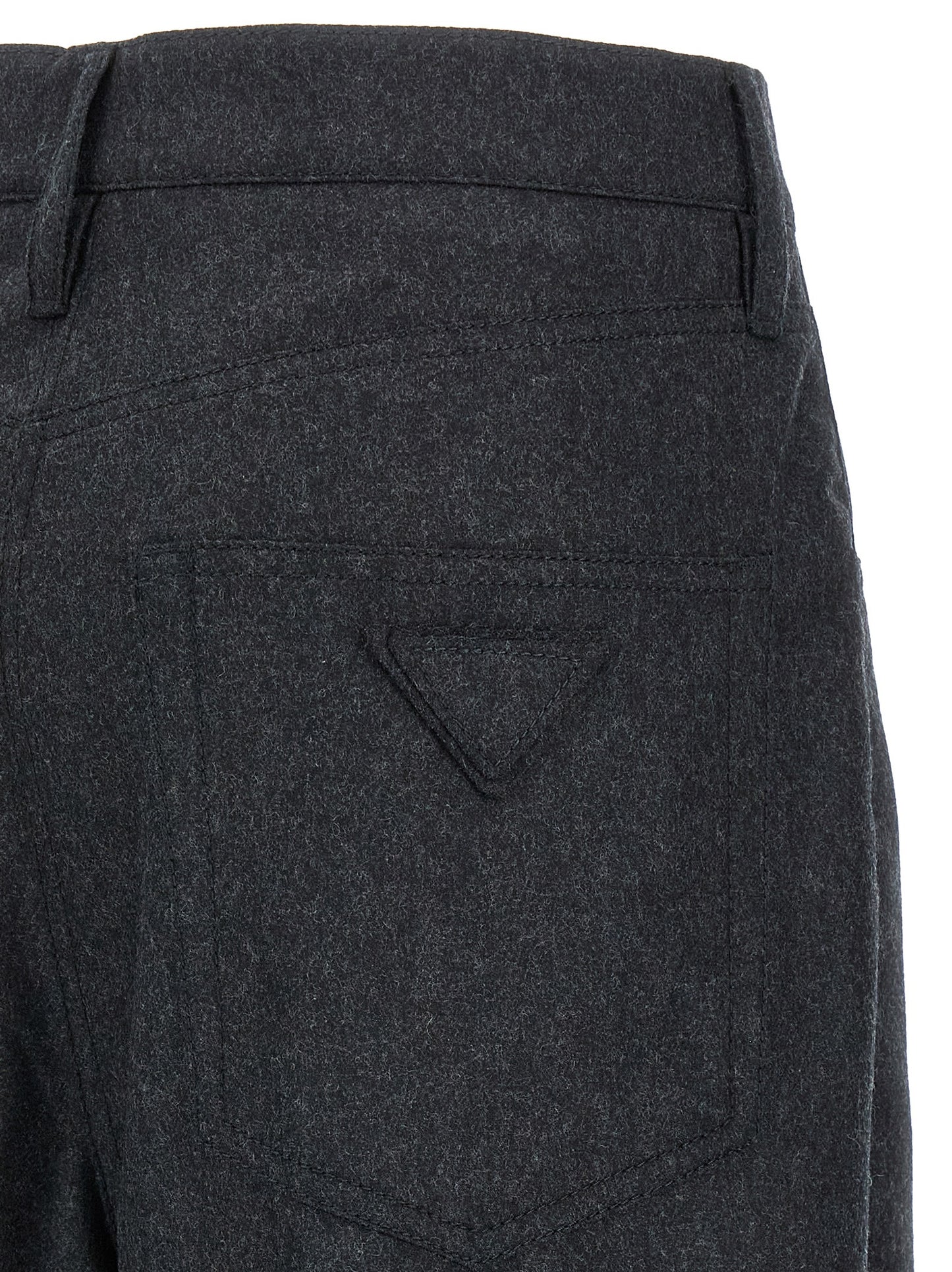 Gray Virgin Wool Casual Pants