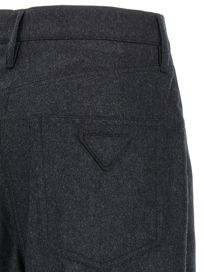 Gray Virgin Wool Casual Pants