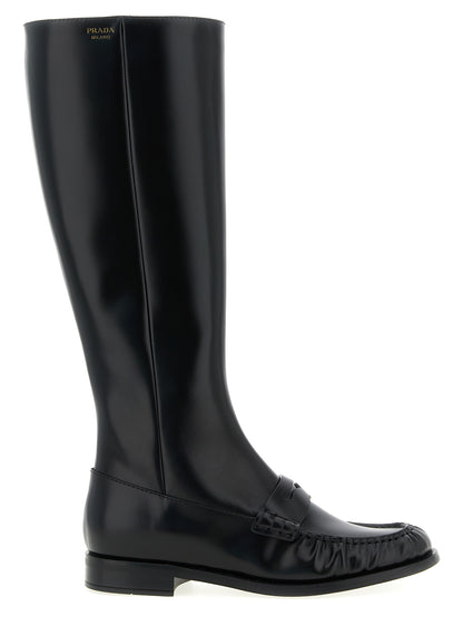 Black Calfskin Over The Knee