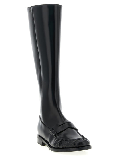 Black Calfskin Over The Knee