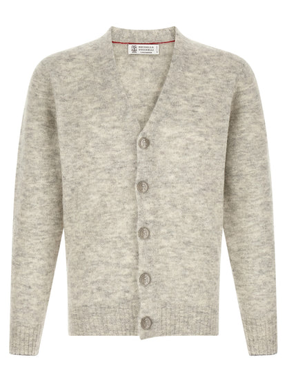 Gray Alpaca Leather Cardigan