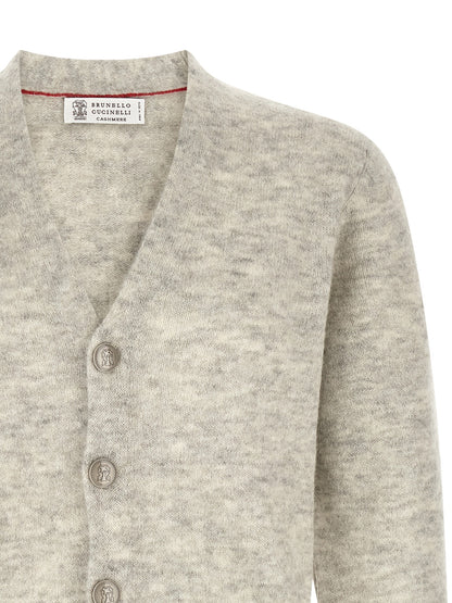 Gray Alpaca Leather Cardigan