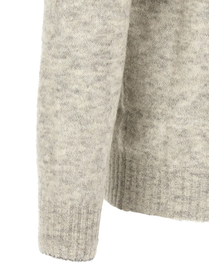 Gray Alpaca Leather Cardigan