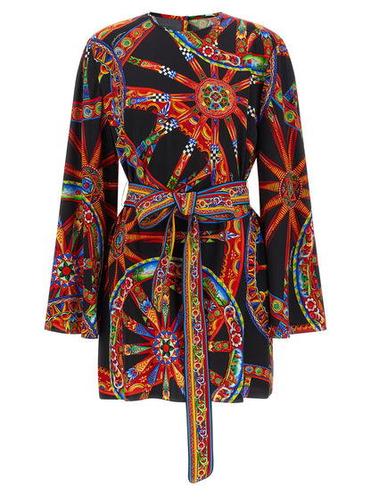 Multicolor Silk Short Dress