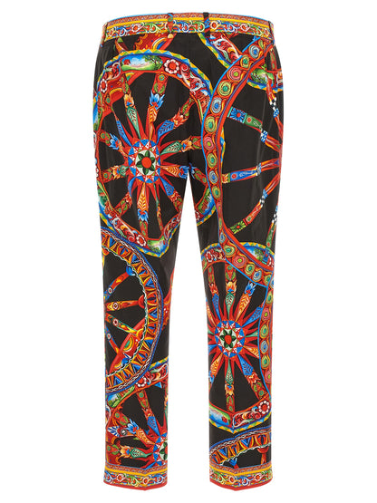 Multicolor Cotton Casual Pants
