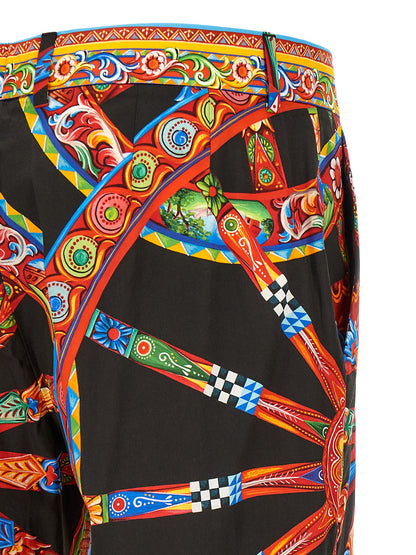 Multicolor Cotton Casual Pants
