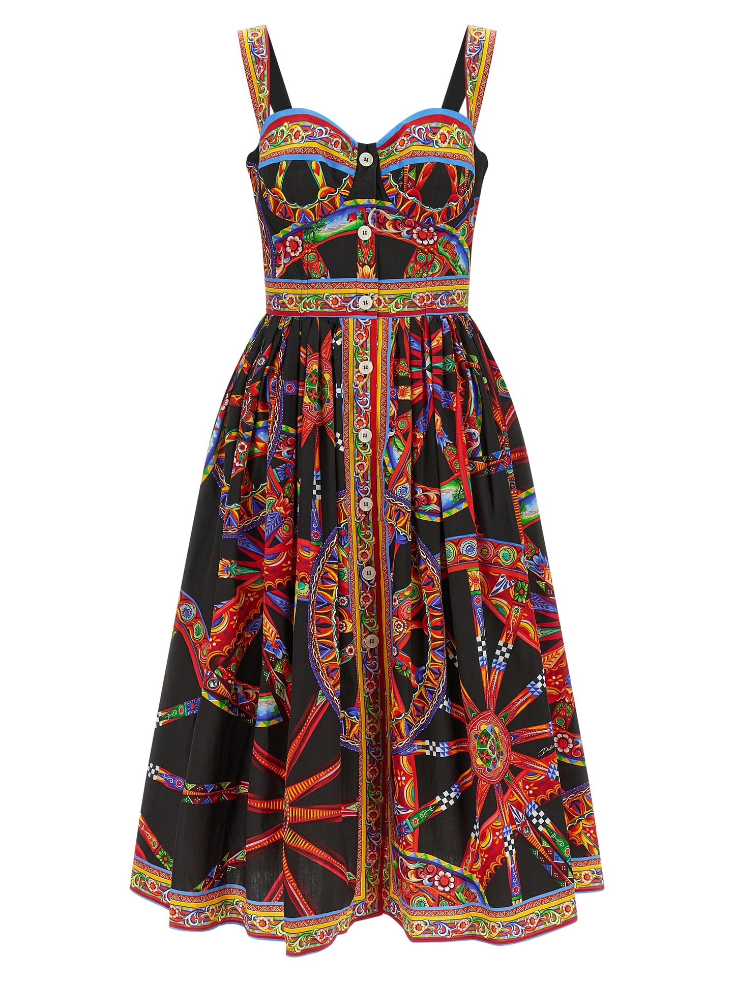 Multicolor Cotton Midi Dress