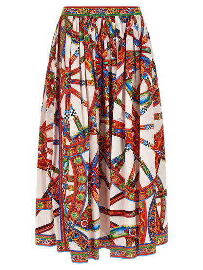Multicolor Cotton Midi Skirt