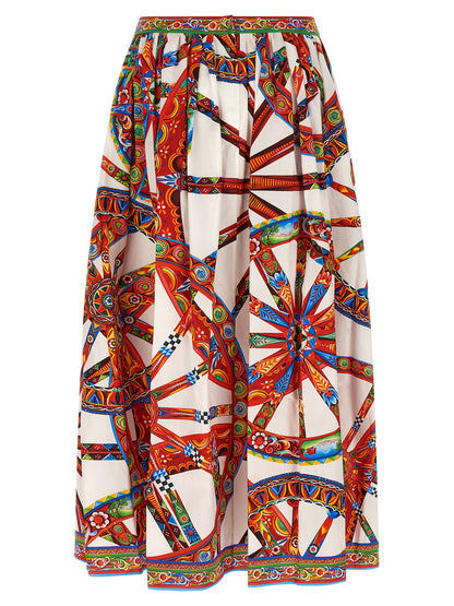 Multicolor Cotton Midi Skirt