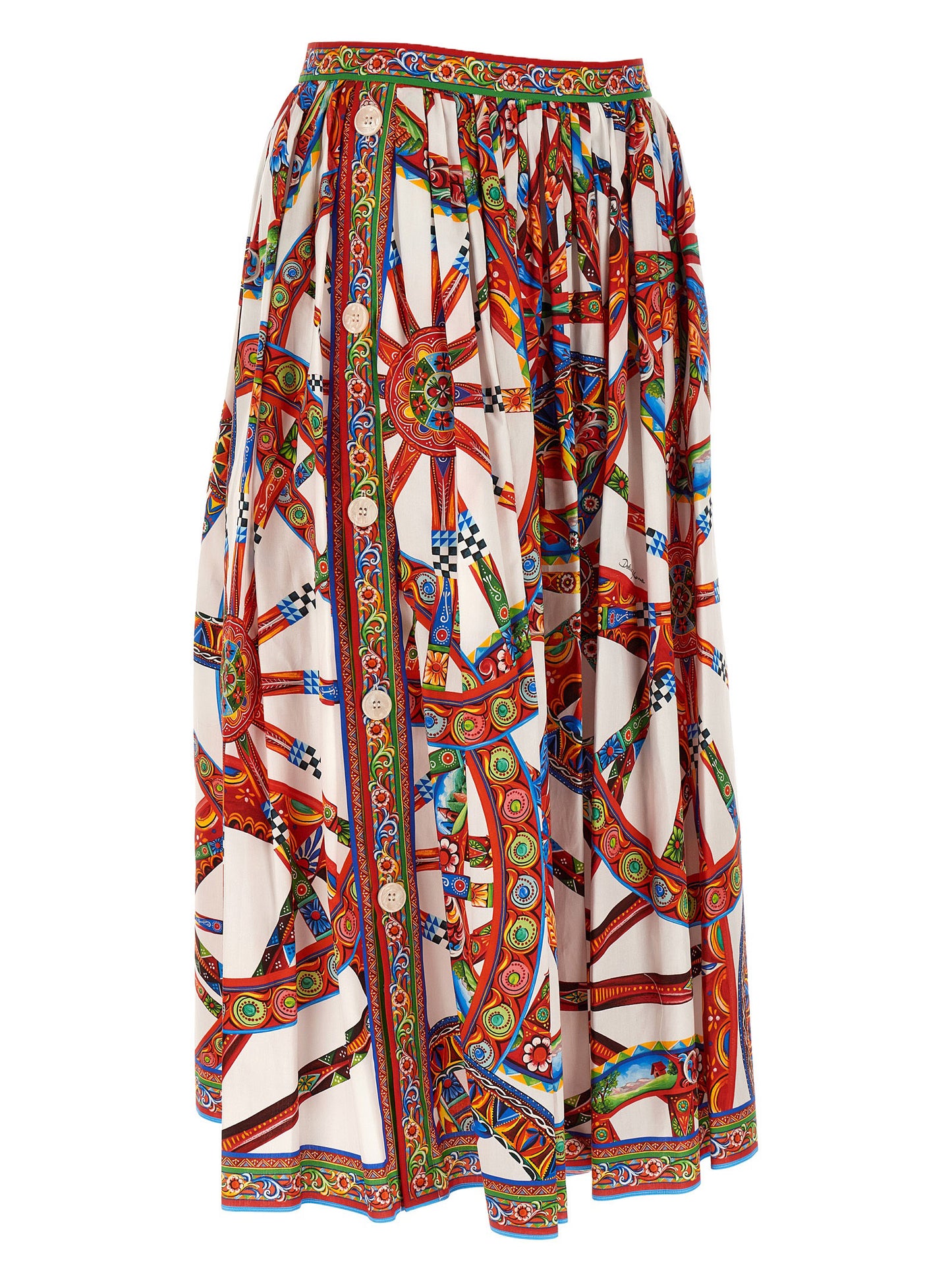 Multicolor Cotton Midi Skirt
