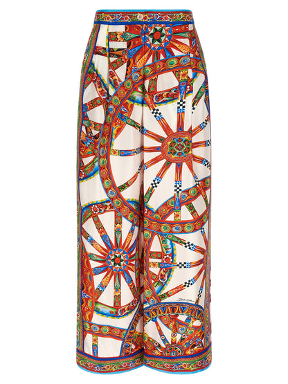 Multicolor Silk Casual Pants