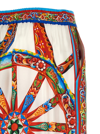 Multicolor Silk Casual Pants
