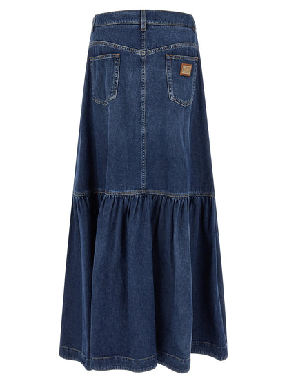 Blue Cotton Mini Skirt