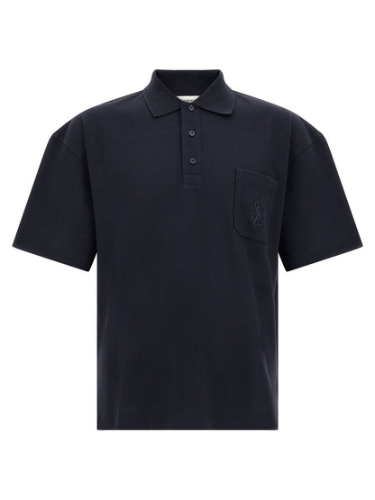 Blue Cotton Polo Shirt