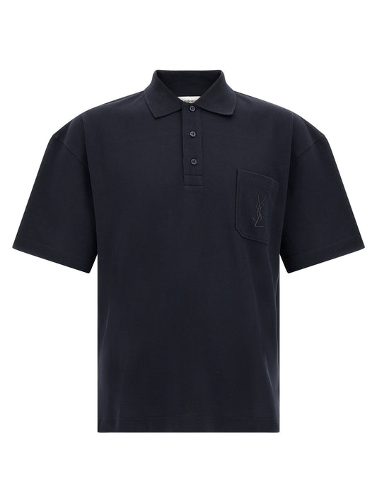 Blue Cotton Polo Shirt