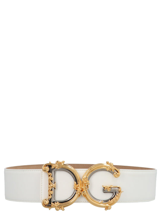 White Calfskin High-Waist Belt