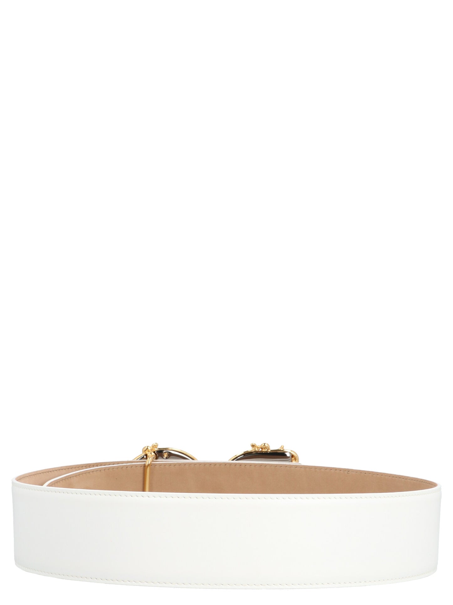 White Calfskin High-Waist Belt