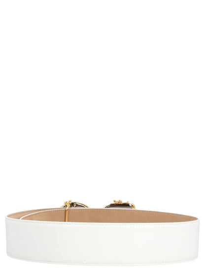 White Calfskin High-Waist Belt