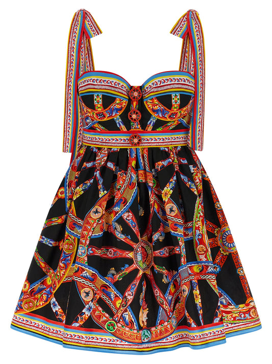 Multicolor Cotton Short Dress
