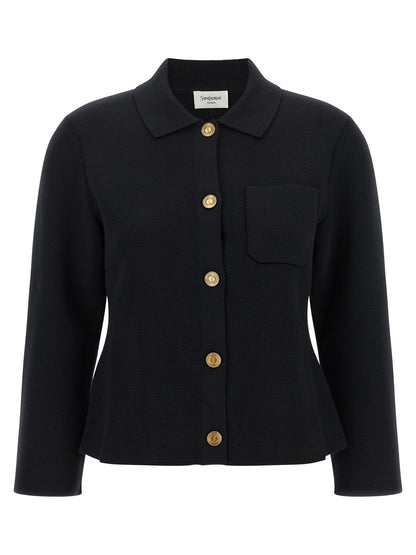 Black Wool Cardigan