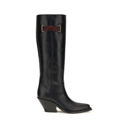 Black Calf Leather Bos Taurus Over The Knee