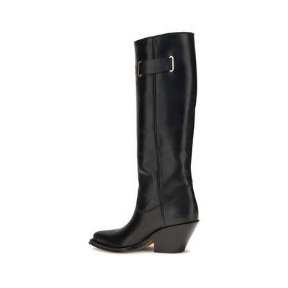 Black Calf Leather Bos Taurus Over The Knee