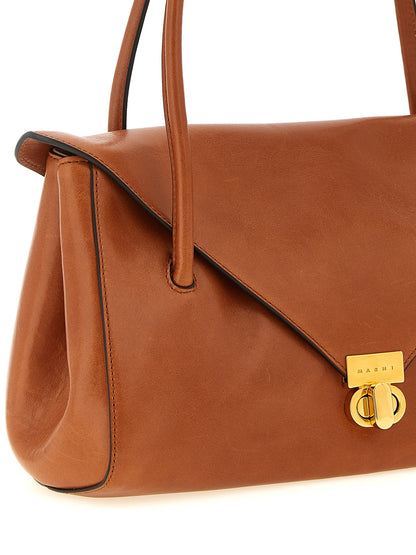 Brown Calfskin Shoulder Bag