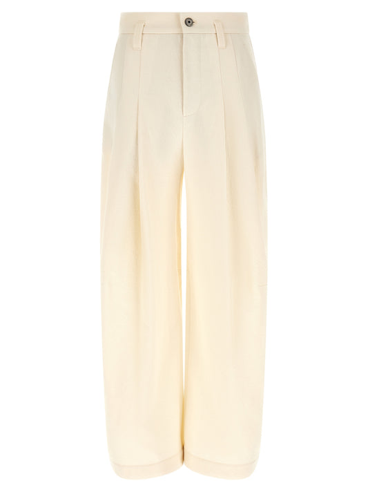 White Cotton Casual Pants