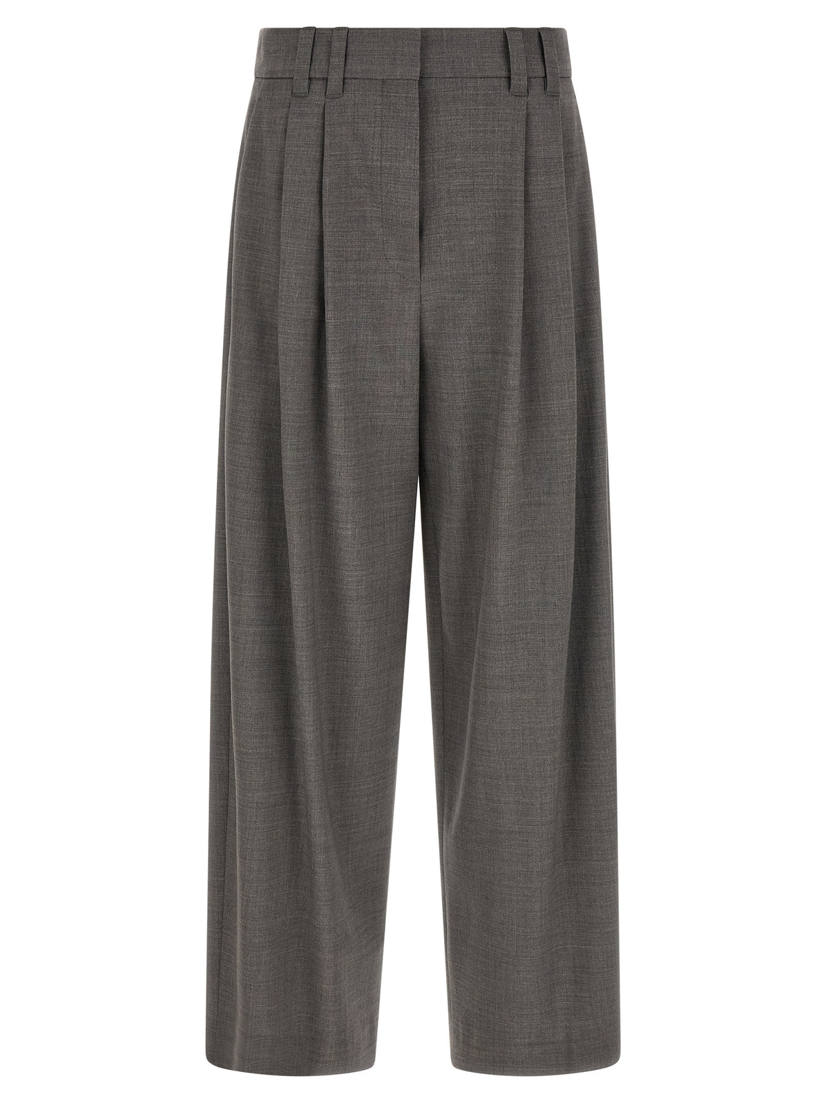 Gray Virgin Wool Cropped Pants