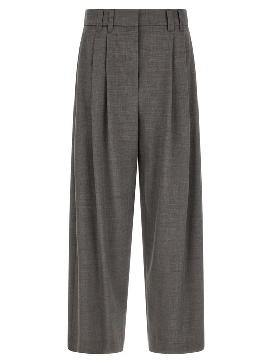 Gray Virgin Wool Cropped Pants