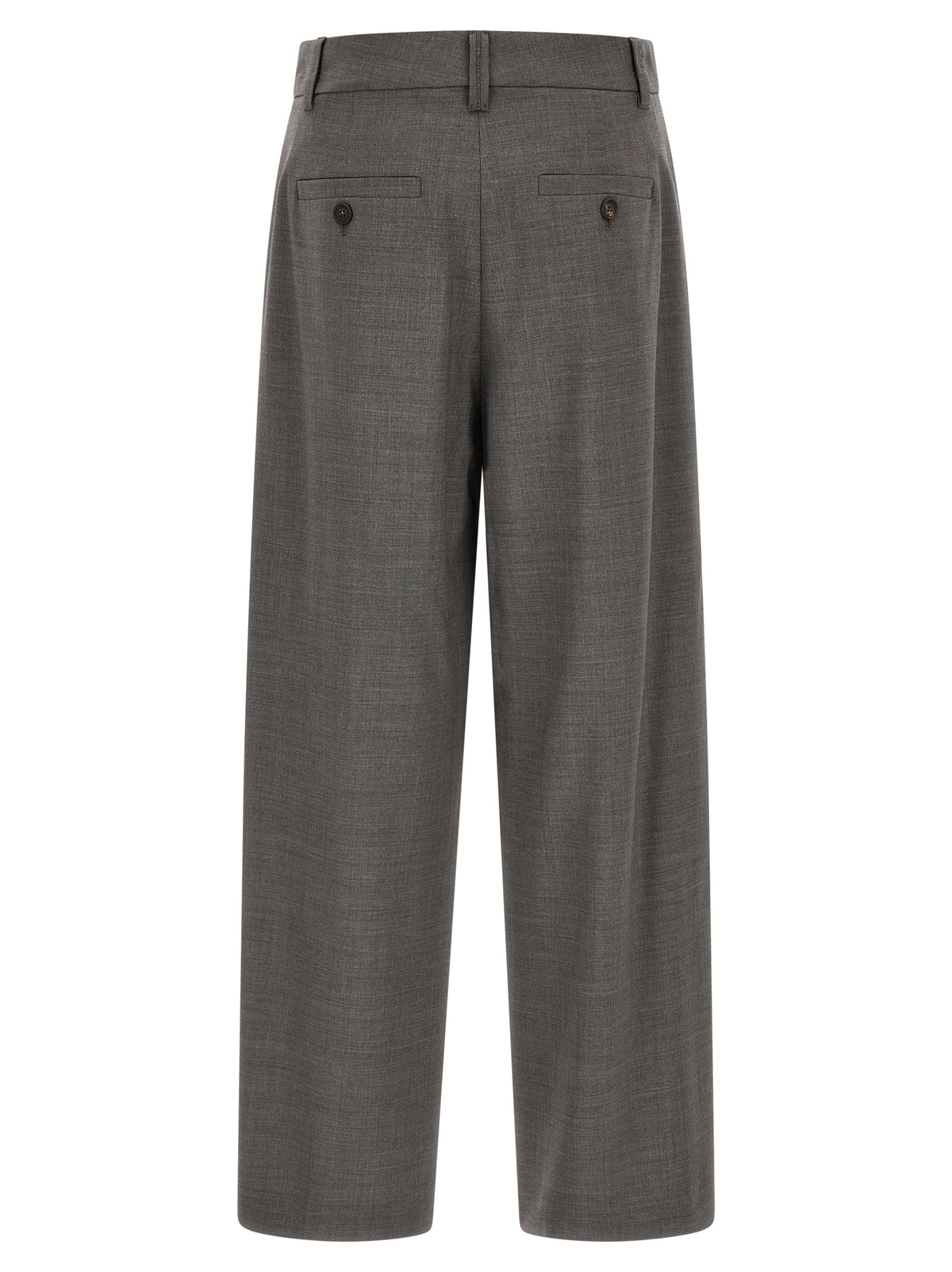 Gray Virgin Wool Cropped Pants
