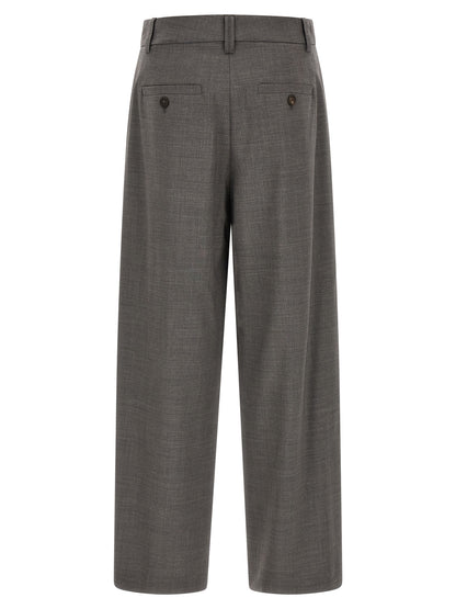 Gray Virgin Wool Cropped Pants