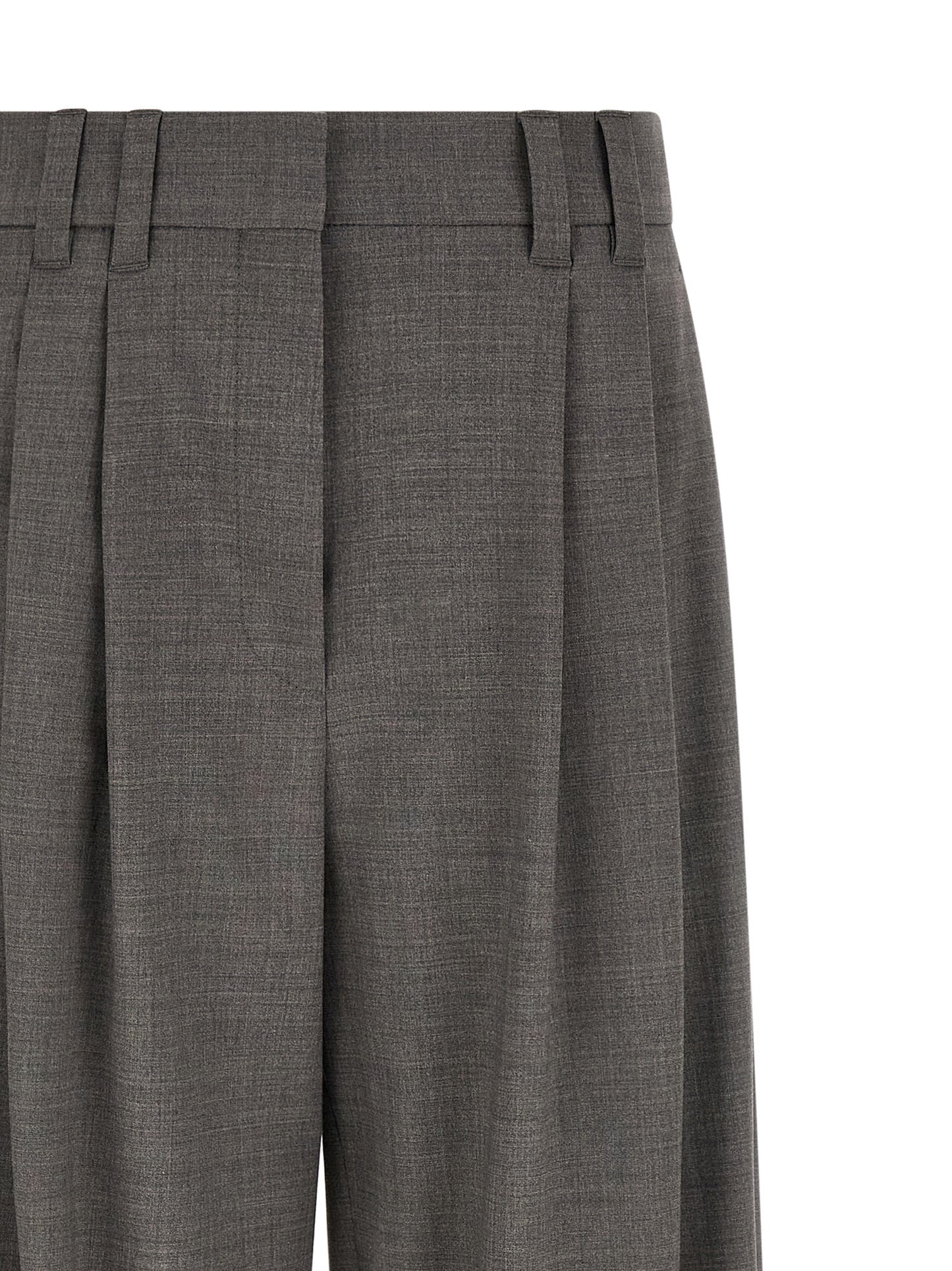 Gray Virgin Wool Cropped Pants