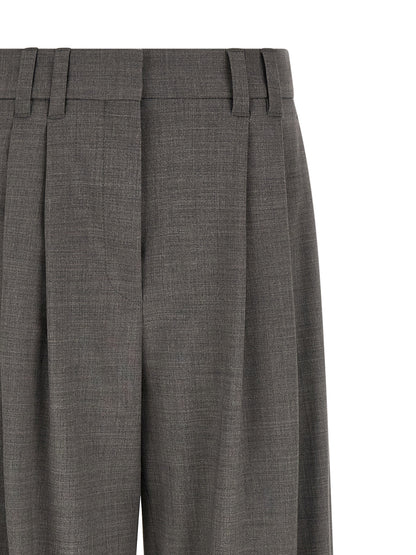 Gray Virgin Wool Cropped Pants